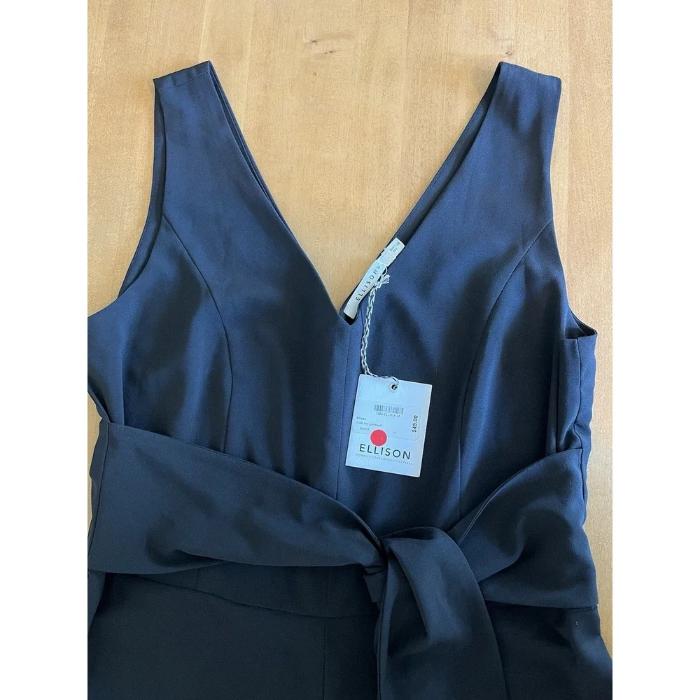 Women's Ellison Black Sleeveless Tie Back Wide Leg Jumpsuit Size M NEW MSRP $49‎